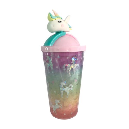 Vaso con unicornio de acrilico