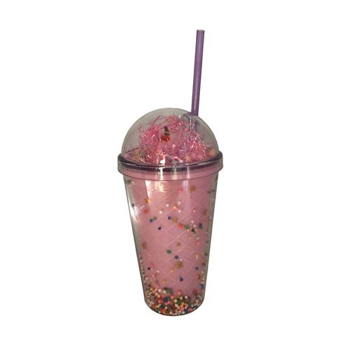 Vaso de acrilico doble con unicornio y bolas de navidad