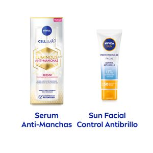 Combo protector solar facial control anti-brillo FPS 50 50 ml + serum antimanchas luminous 630 tratamiento avanzado 30 ml