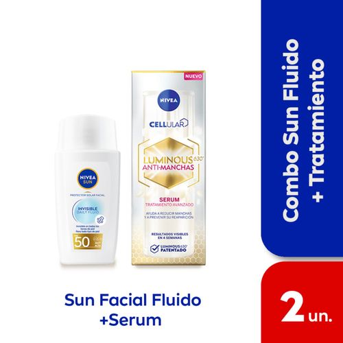 Combo protector solar facial Invisible daily fluid 40 ml + serum antimanchas luminous630 30 ml