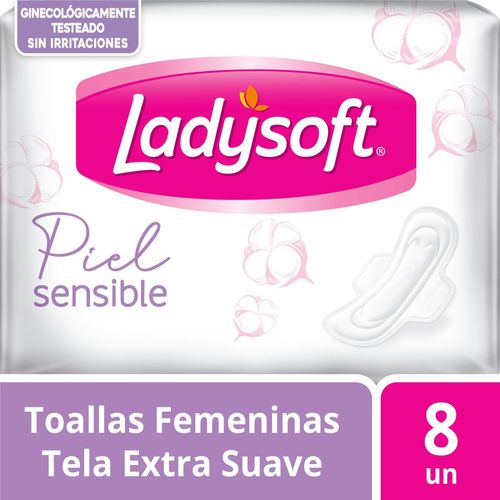 Toallas femeninas piel sensible con alas (8 unidades)