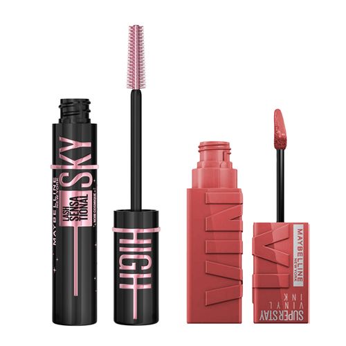 Combo de Maquillaje: mascara de pestañas sky high cosmic black + labial vinyl ink cheeky