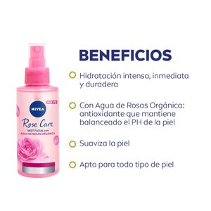 Combo rose care: crema facial hidratante en gel 50 ml + mist facial refrescante en spray + gel limpiador