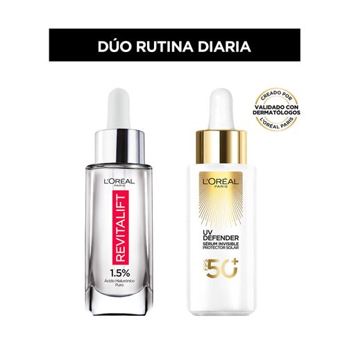 Combo duo rutina diaria: serum revitalift + protector solar uv defender serum