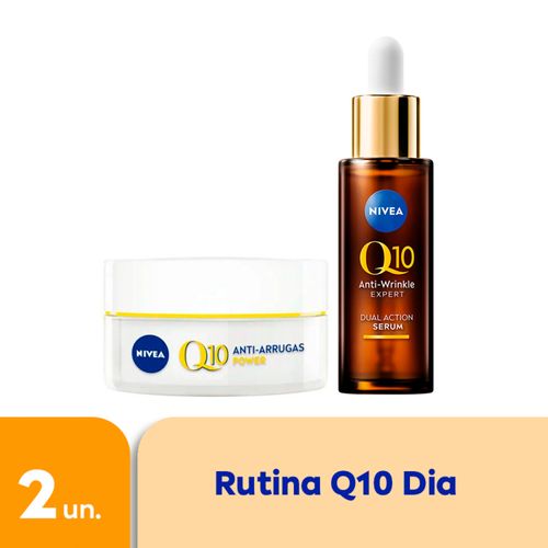 Combo q10 sérum facial doble acción  30 ml + crema facial antiedad de día fps 30 50 ml