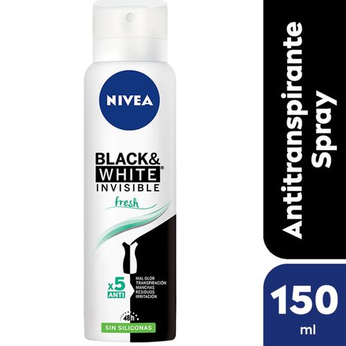 Desodorante femenino black & white fresh sin siliconas 150 ml