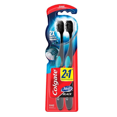 Cepillo dental 360º black suave 2 unidades promo precio especial