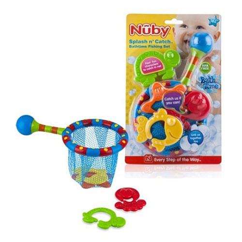 Juego de red y figuras para pescar en la bañera