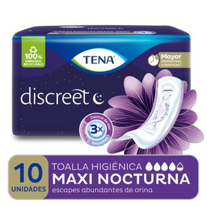 Toalla discreet maxi nocturnas (10 unidades)