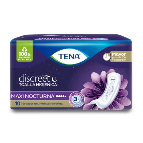 Toalla discreet maxi nocturnas (10 unidades)