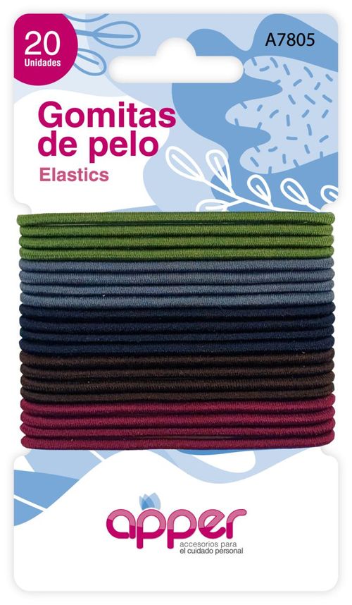 Gomitas de pelo color liso (20 unidades)