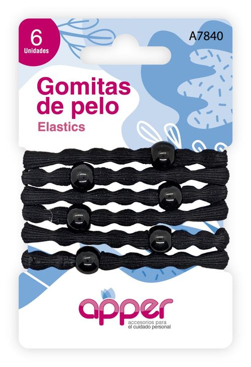 Gomitas de pelo negras reforzada (6 unidades)
