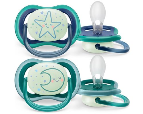 Chupete ultra air deco nightime 0-6m azul x 2