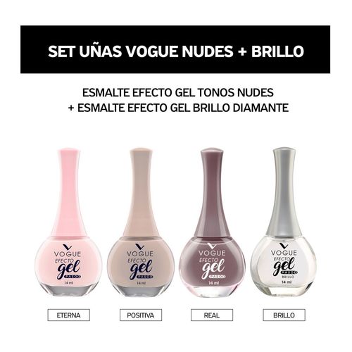 Combo de uñas nudes + brillo