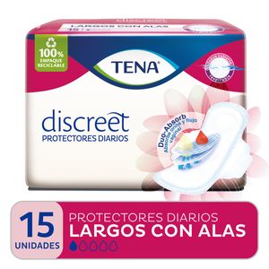 Protector diario discreet largo con alas (15 unidades)