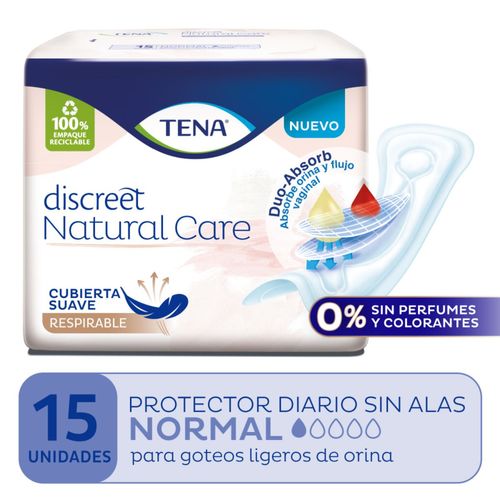 Protector diario discreet natural care sin alas (15 unidades)