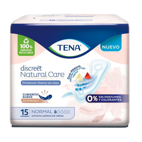 Protector diario discreet natural care sin alas (15 unidades)
