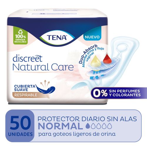 Protector diario discreet natural care sin alas (50 unidades)