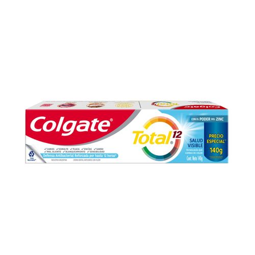 Pasta dental total 12 visible health tubo reciclable 140g