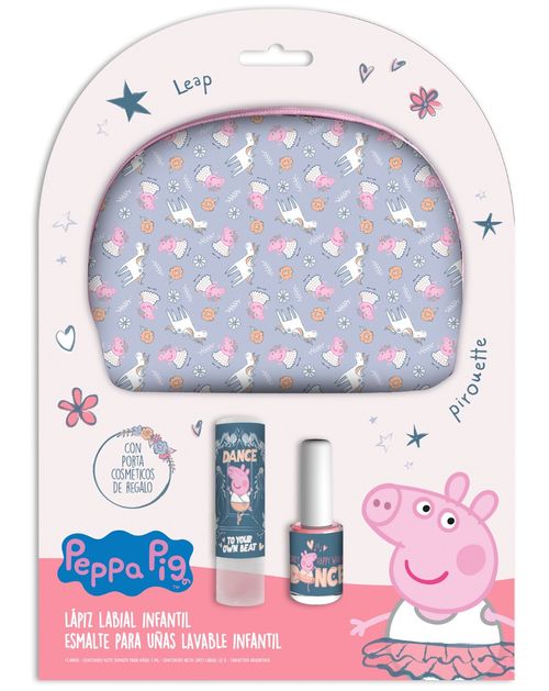 Set peppa pig (portacosmetico + labial+ esmalte)