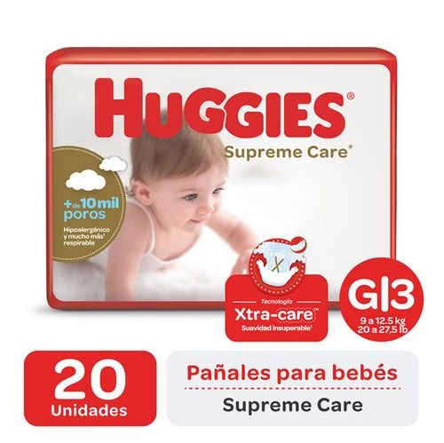 Pañales supreme care talle g (20 unidades)