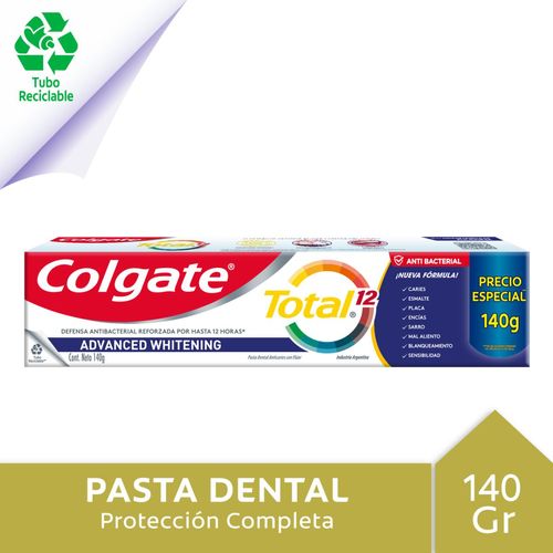 Pasta dental total 12 limpieza prof. blanq. tubo reciclable 140g