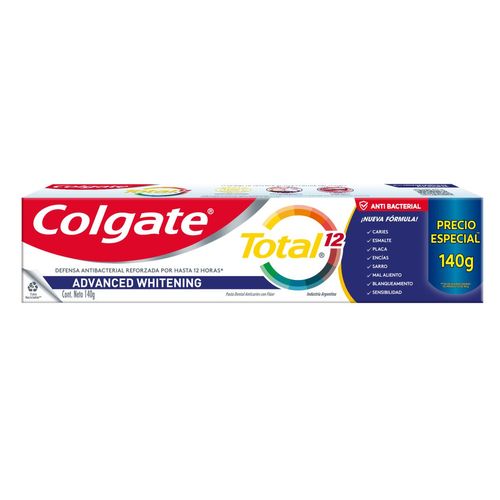 Pasta dental total 12 limpieza prof. blanq. tubo reciclable 140g
