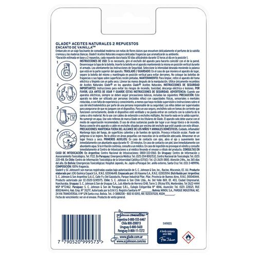 Repuesto aceites naturales vainilla 2 uni 21 ml