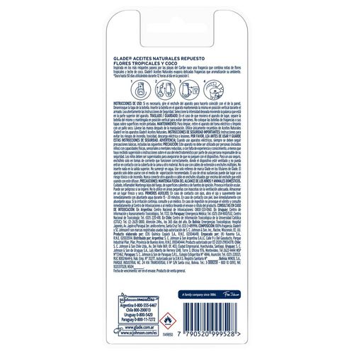 Aromatizante de Ambientes Aceites Naturales Tropical Floral Repuesto 21ml