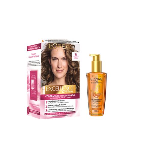 Combo creme tono 6 rubio oscuro + oleo extraordinario 100 ml