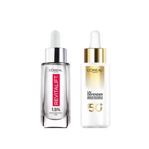 Combo duo rutina diaria: serum revitalift + protector solar uv defender serum