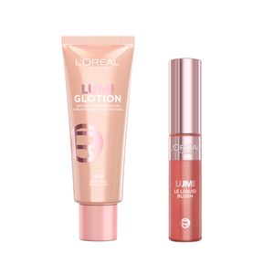 Combo de maquillaje lumi: lumi glotion light glow + lumi blush true rose
