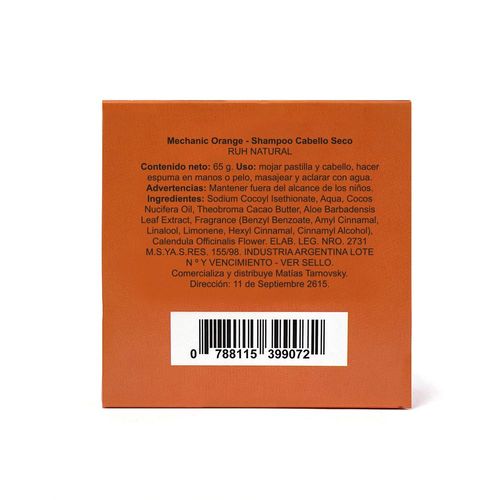 Shampoo sólido para pelo seco 65 gr
