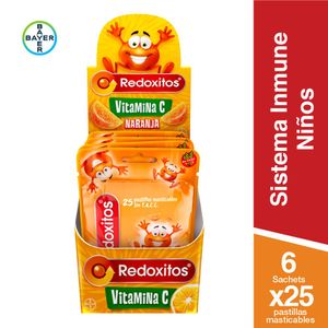 Suplemento a base de vitamina C sabor naranja (6 sachets de 25 past c/u)