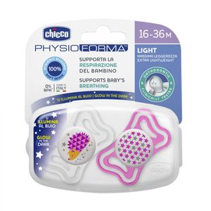 Chupete physio light luminoso 16 a 36 meses 2 unidades