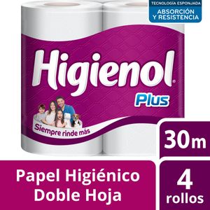 Papel higiénico plus doble hoja 30M (4 unidades)