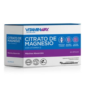 Citrato de magnesio + vit d (60 cápsulas)