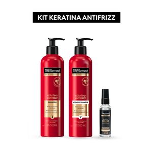 Combo Shampoo y acondicionador 500ml con pump Keratina Antifrizz + Oleo finalizador