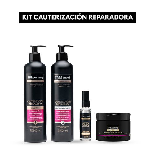 Combo Shampoo y acondicionador 500ml Cauterización Reparadora + Oleo finalizador + Máscara reparación