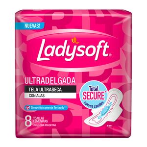 Toallitas femeninas ultra delgadas tela seca con alas (8 unidades)