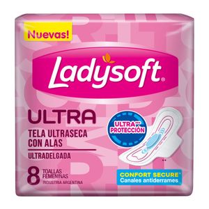 Toallitas femeninas ultra delgadas tela seca con alas (8 unidades)