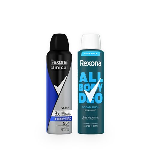 Combo Masculino All Body Deo Ocean Rush en crema 75g + Antranspirante Clinical Clean en aerosol 150ml