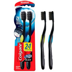 Cepillo dental 360º black mediano (2 unidades)