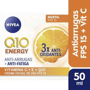 Crema facial antiarrugas q10 energy + vitamina c y e fps 15 50 ml