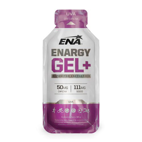 Suplemento deportivo enargy gel + con cafeina sabor uva (12 sobres)