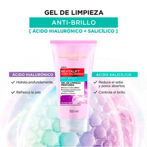 Gel de limpieza anti brillo revitalift 150 ml