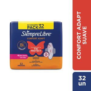 Toallas femeninas Adapt Plus suave con alas (32 unidades)