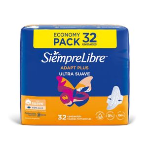 Toallas femeninas Adapt Plus suave con alas (32 unidades)
