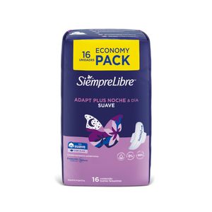 Toallas femeninas Adapt Plus Noche & Día suave con alas (16 unidades)