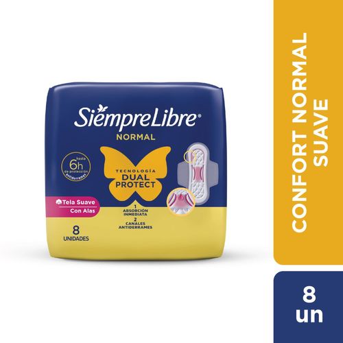 Toallas femeninas normal suave con alas (8 unidades)